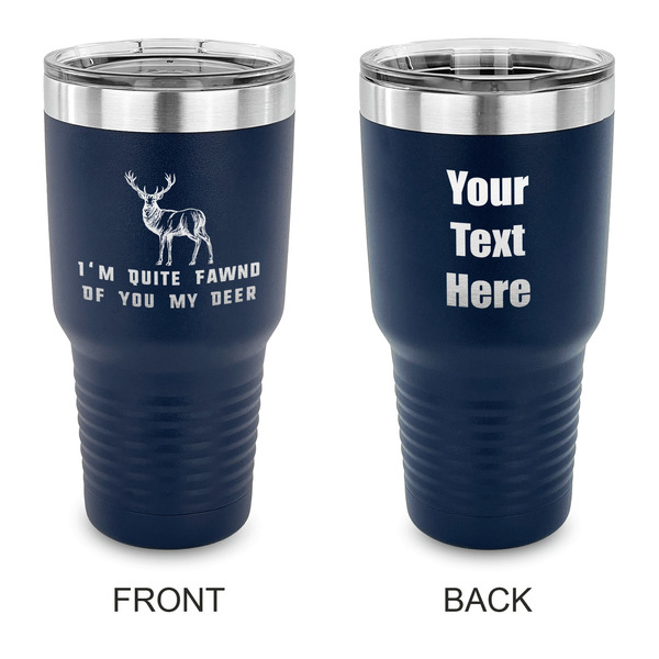 Custom Deer 30 oz Stainless Steel Tumbler - Navy - Double Sided (Personalized)