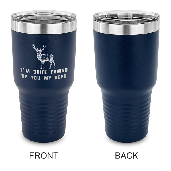 Deer 30 oz Stainless Steel Ringneck Tumblers - Navy - Single Sided - APPROVAL