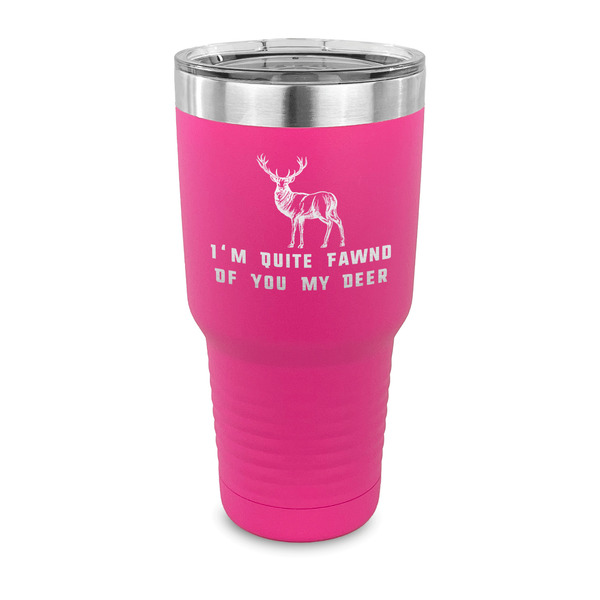 Custom Deer 30 oz Stainless Steel Tumbler - Pink - Single Sided (Personalized)