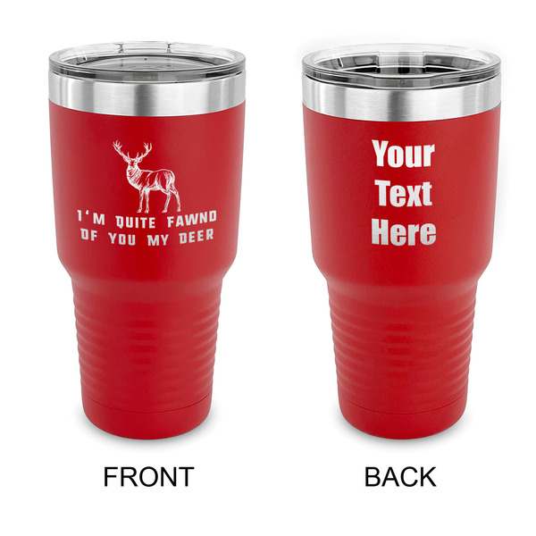 Custom Deer 30 oz Stainless Steel Tumbler - Red - Double Sided (Personalized)
