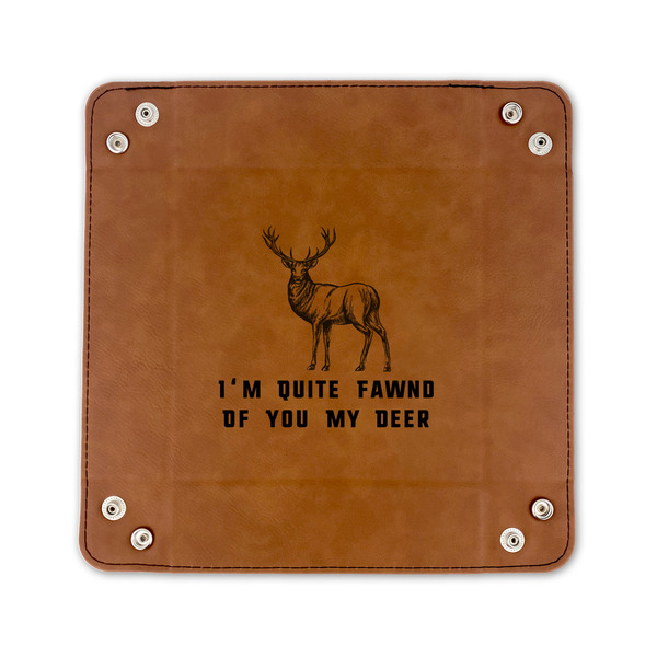Deer 6" x 6" Leatherette Snap Up Tray - FLAT FRONT