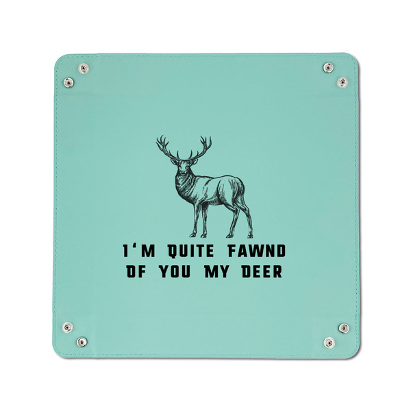 Deer 6" x 6" Teal Leatherette Snap Up Tray - APPROVAL