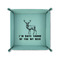 Deer 6" x 6" Teal Leatherette Snap Up Tray - FOLDED UP