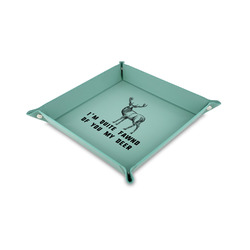 Deer 6" x 6" Teal Faux Leather Valet Tray (Personalized)