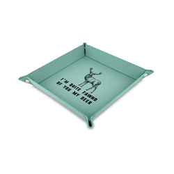 Deer Faux Leather Dice Tray - 6" x 6" - Teal (Personalized)