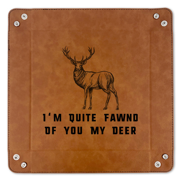 Deer 9" x 9" Leatherette Snap Up Tray - APPROVAL (FLAT)