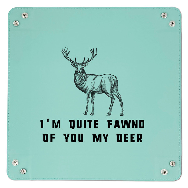 Deer 9" x 9" Teal Leatherette Snap Up Tray - APPROVAL
