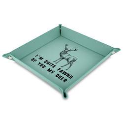Deer 9" x 9" Teal Faux Leather Valet Tray (Personalized)