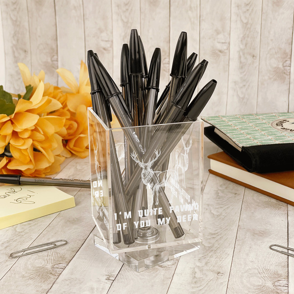 Deer Acrylic Pencil Holder - IN CONTEXT