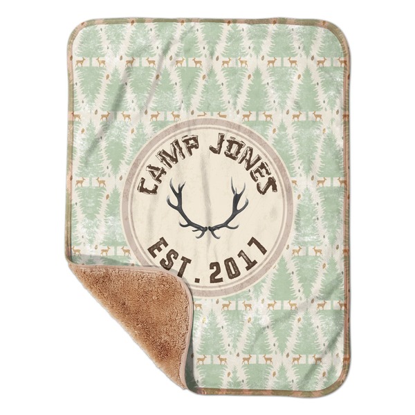Custom Deer Sherpa Baby Blanket - 30" x 40" w/ Name or Text