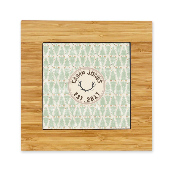 Custom Deer Bamboo Trivet with Ceramic Tile Insert (Personalized)