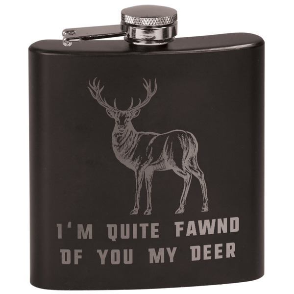 Custom Deer Black Flask Set (Personalized)
