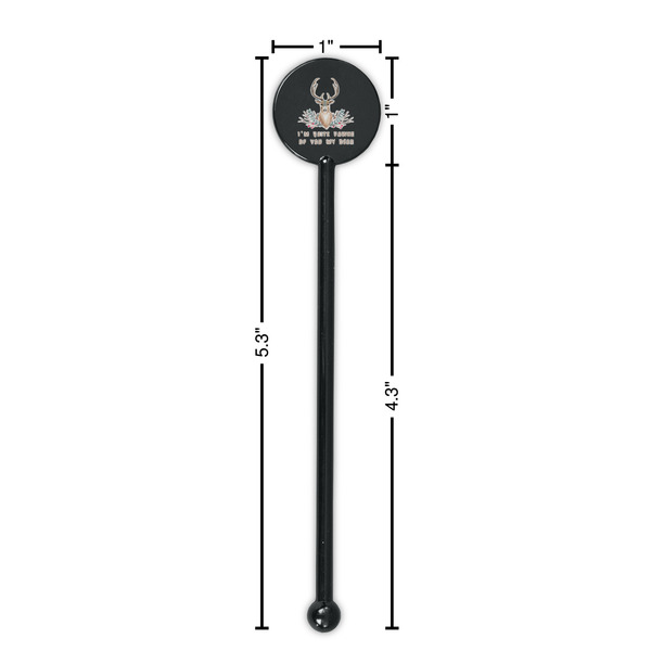 Deer Black Plastic 5.5" Stir Stick - Round - Dimensions