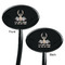 Deer Black Plastic 7" Stir Stick - Double Sided - Oval - Front & Back