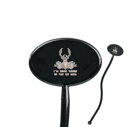 Deer 7" Oval Plastic Stir Sticks - Black - Double Sided (Personalized)