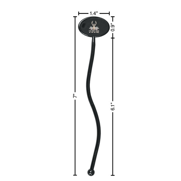 Deer Black Plastic 7" Stir Stick - Oval - Dimensions
