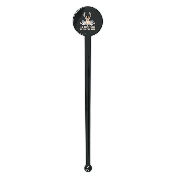 Deer Black Plastic 7" Stir Stick - Round - Single Stick