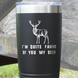 Deer 20 oz Stainless Steel Tumbler - Black - Double Sided (Personalized)