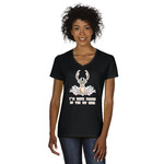 Deer Women's V-Neck T-Shirt - Black - Large (Personalized)