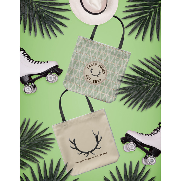 Deer Canvas Tote Lifestyle Front and Back- 13x13