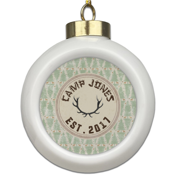Custom Deer Ceramic Ball Ornament (Personalized)