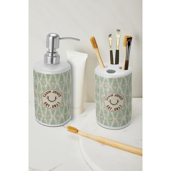 Deer Ceramic Bathroom Accessories - LIFESTYLE (toothbrush holder & soap dispenser)
