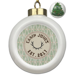 Deer Ceramic Ball Ornament - Christmas Tree (Personalized)