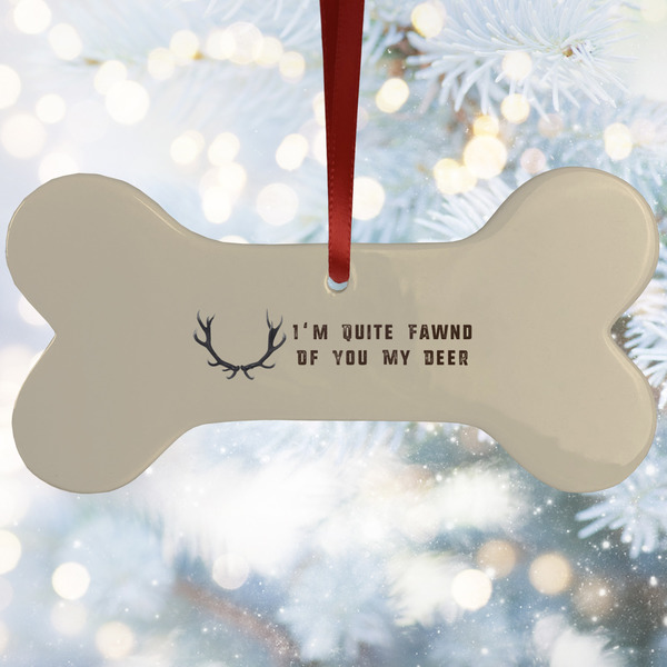 Custom Deer Ceramic Dog Ornament w/ Name or Text