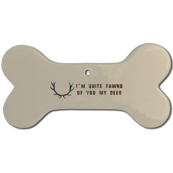 Deer Ceramic Flat Ornament - Bone Front