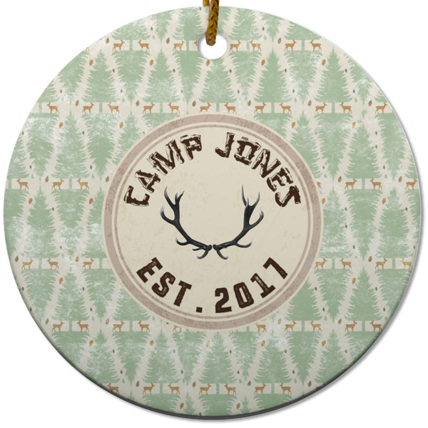 Custom Deer Round Ceramic Ornament w/ Name or Text