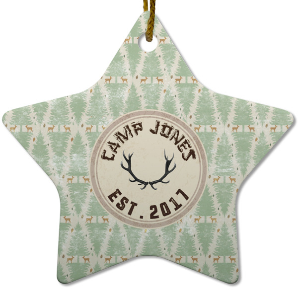 Custom Deer Star Ceramic Ornament w/ Name or Text