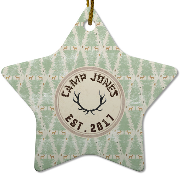 Custom Deer Star Ceramic Ornament w/ Name or Text