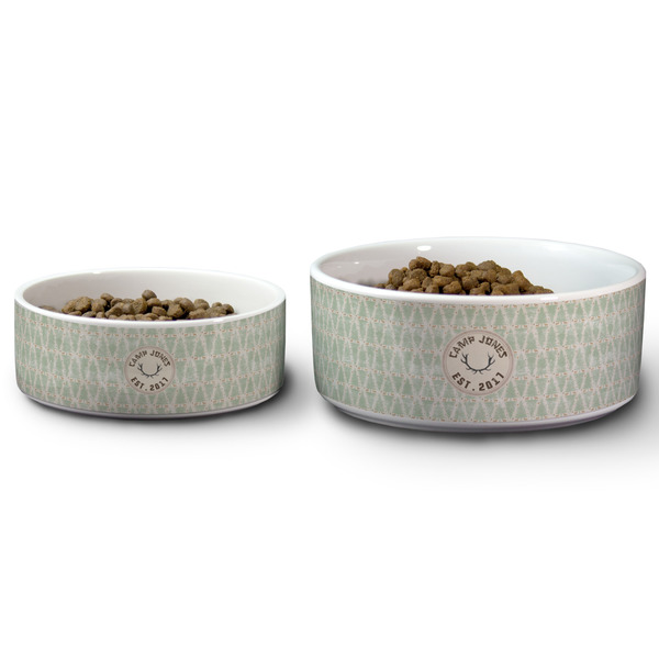 Deer Ceramic Dog Bowls - Size Comparison