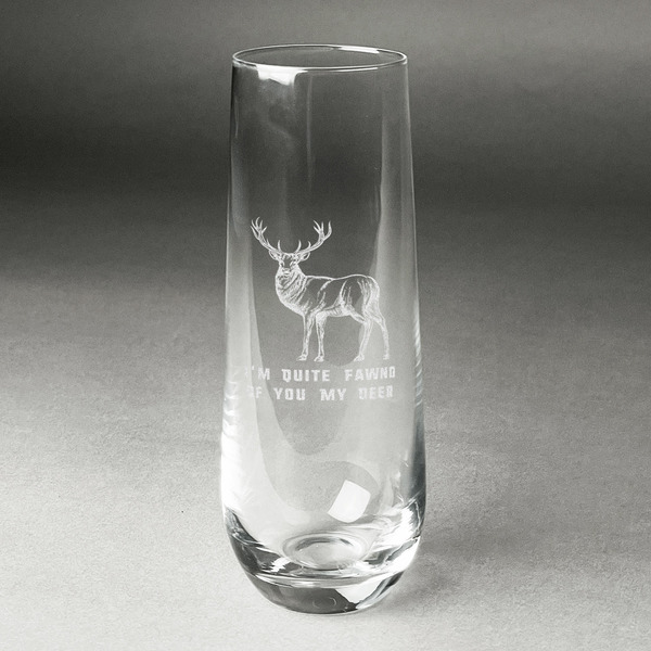 Custom Deer Champagne Flute - Stemless Engraved - Single (Personalized)