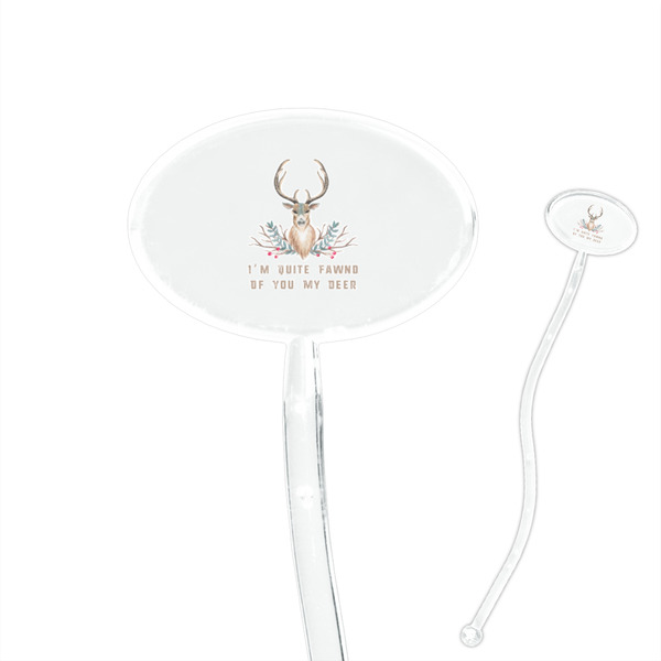 Custom Deer 7" Oval Plastic Stir Sticks - Clear (Personalized)