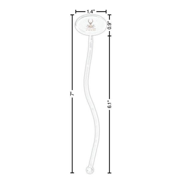 Deer Clear Plastic 7" Stir Stick - Oval - Dimensions