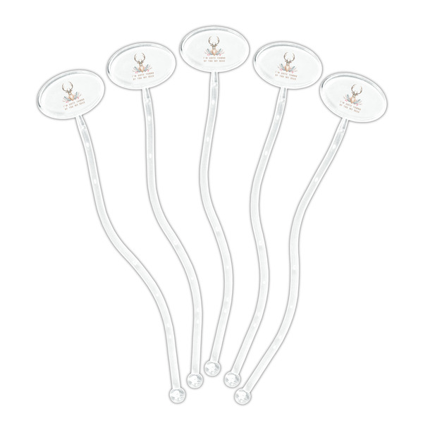 Deer Clear Plastic 7" Stir Stick - Oval - Fan
