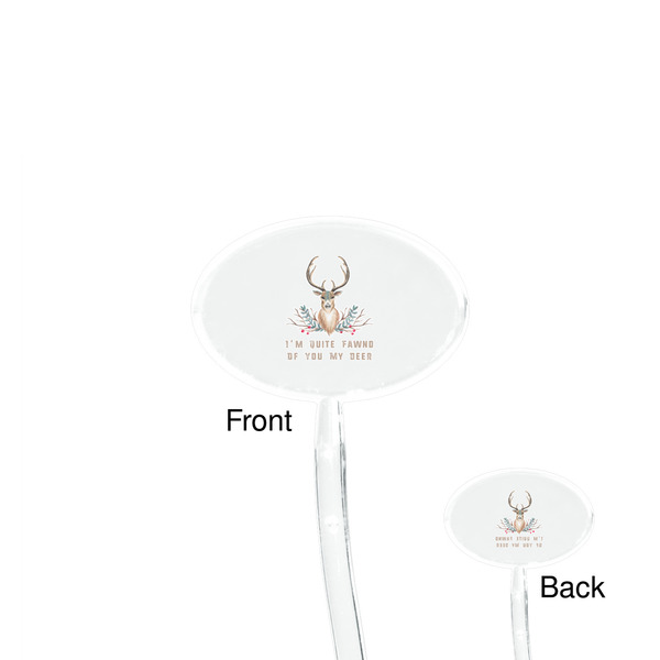 Deer Clear Plastic 7" Stir Stick - Oval - Front & Back