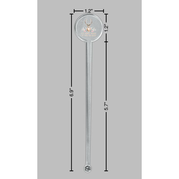Deer Clear Plastic 7" Stir Stick - Round - Dimensions