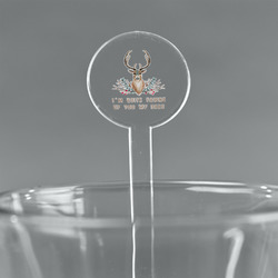 Deer 7" Round Plastic Stir Sticks - Clear (Personalized)
