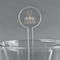 Deer 5.5" Round Plastic Stir Sticks - Clear (Personalized)
