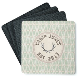 Deer Square Rubber Backed Coasters - Set of 4 (Personalized)