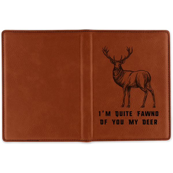 Deer Cognac Leather Passport Holder Outside Single Sided - Apvl