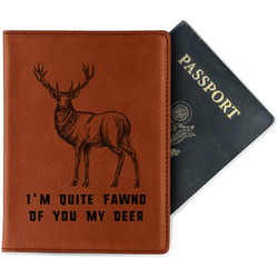 Deer Passport Holder - Faux Leather - Double Sided (Personalized)