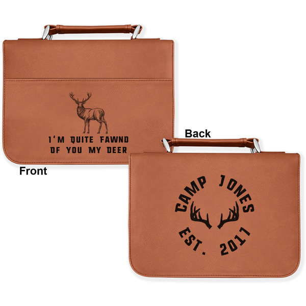 Deer Cognac Leatherette Bible Covers - Large Double Sided Apvl