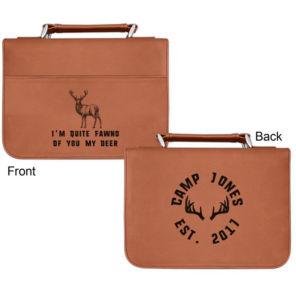 Deer Cognac Leatherette Bible Covers - Small Double Sided Apvl