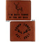 Deer Cognac Leatherette Bifold Wallets - Front and Back