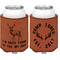 Deer Cognac Leatherette Can Sleeve - Double Sided Front and Back