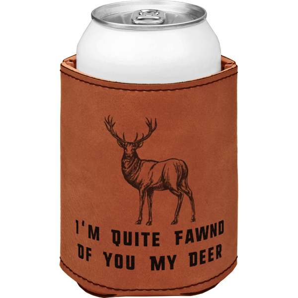 Custom Deer Leatherette Can Sleeve - Double Sided (Personalized)