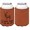 Deer Cognac Leatherette Can Sleeve - Single Sided Front and Back